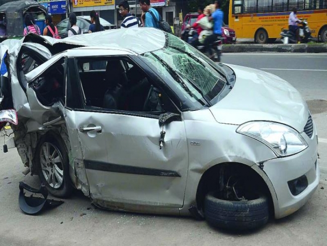 Hyderabad: Two killed as car rams into metro pillar