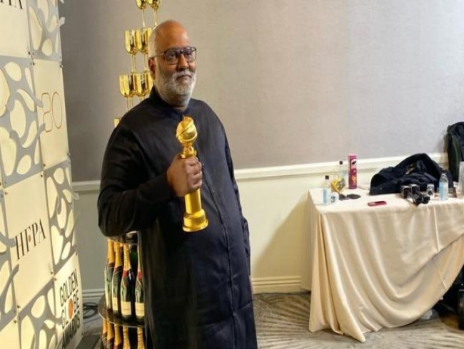 Composer MM Keeravaani gets emotional during Golden Globes acceptance speech